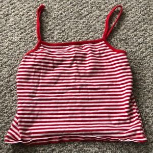 red and white striped tank top